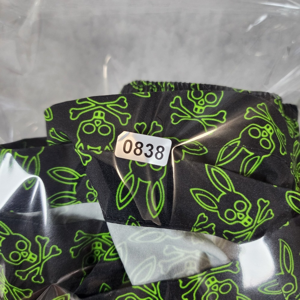 Psycho Bunny Swim Trunks Mens S Shorts Black Green Skull Bunny Logo 5" Inseam - Picture 10 of 10